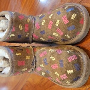 UGG Logo Confetti Ankle Mini Boot in Chestnut Girls Toddler Sz 11